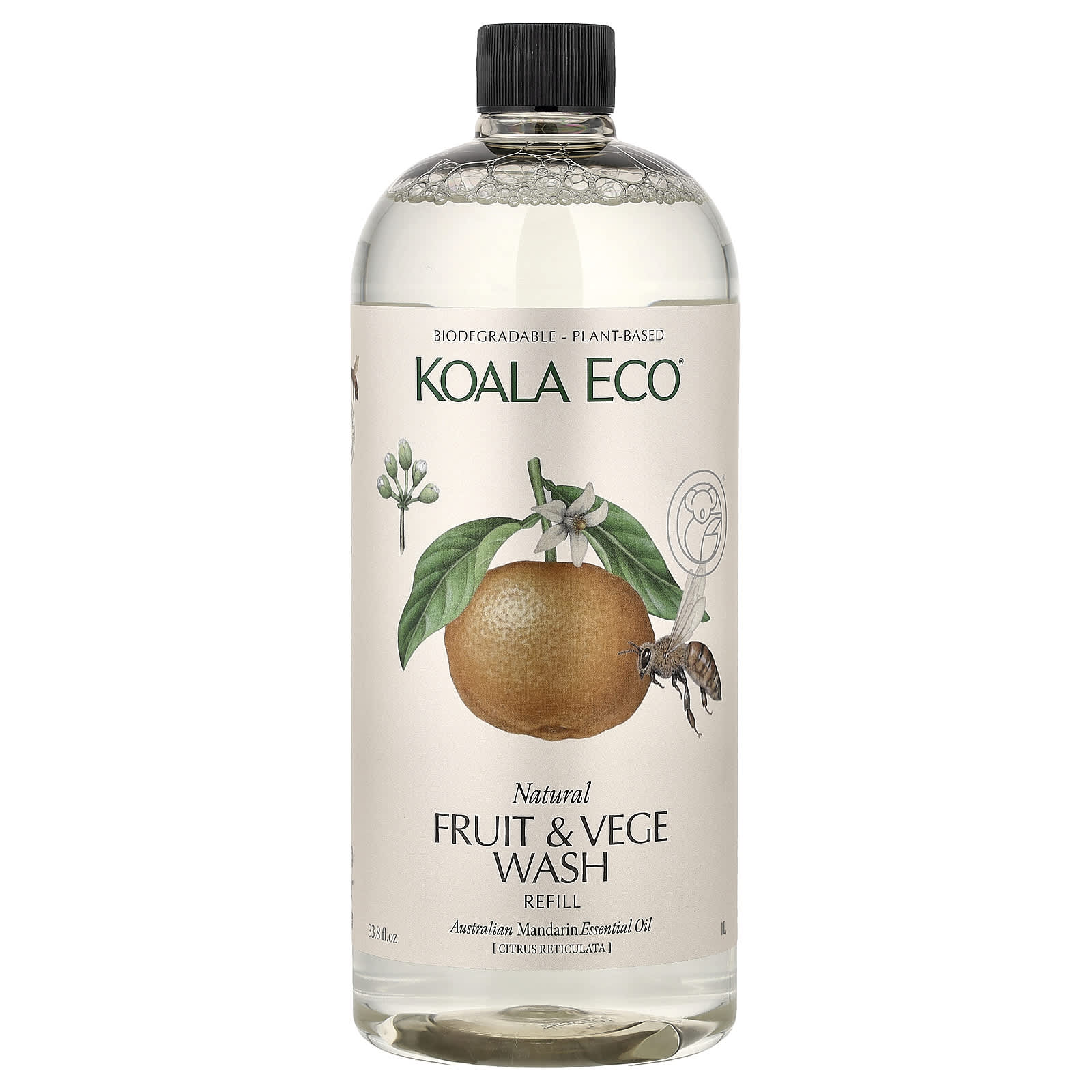 

Koala Eco, Natural Fruit and Vegetable Wash, Refill, Australian Mandarin Essential Oil, 1 L (33.8 fl oz)