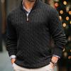 Men S Slim Fit Long Sleeve Knit Sweater Half Zip Mock Neck Twisted Pattern Winter Plus Size