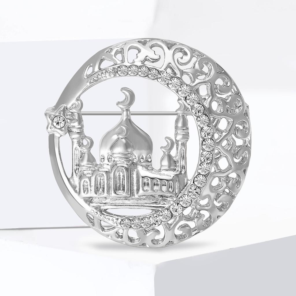 Rhinestone Taj Mahal Brooch for Women Enamel Architecture Historical Sites Pins Event Party Decoration Clothes Accessories