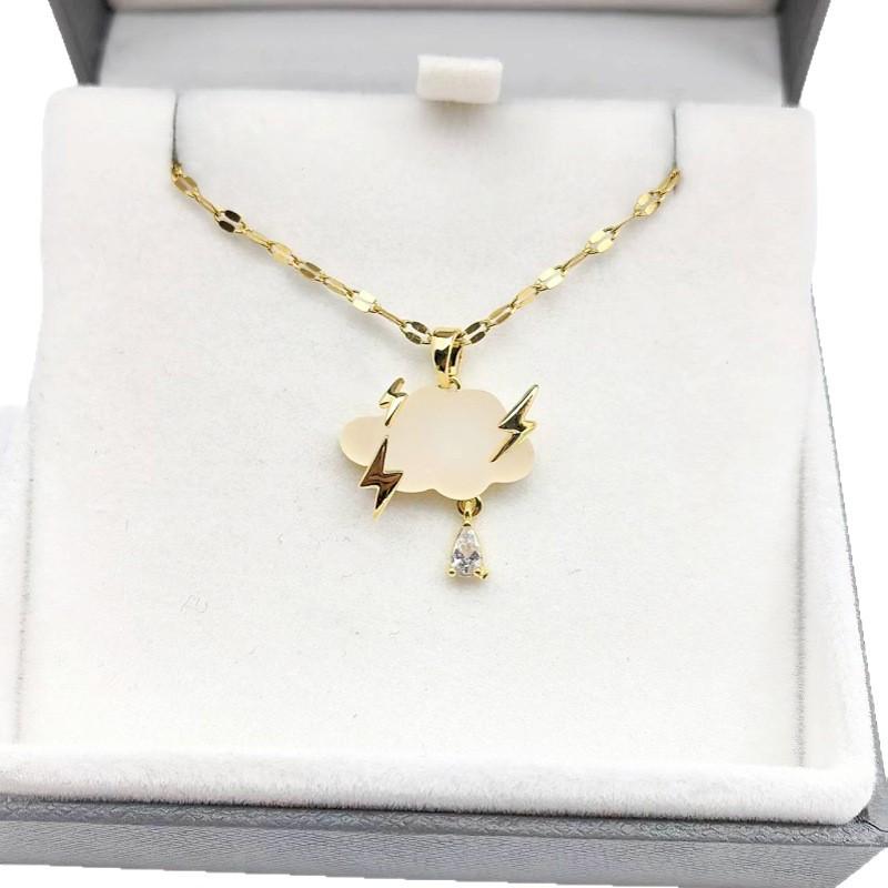 1 Pcs Fashion Lightning Cloud Copper Pendant Steel Necklace Women's Clavicle Chain Girls' Elegant Accessories