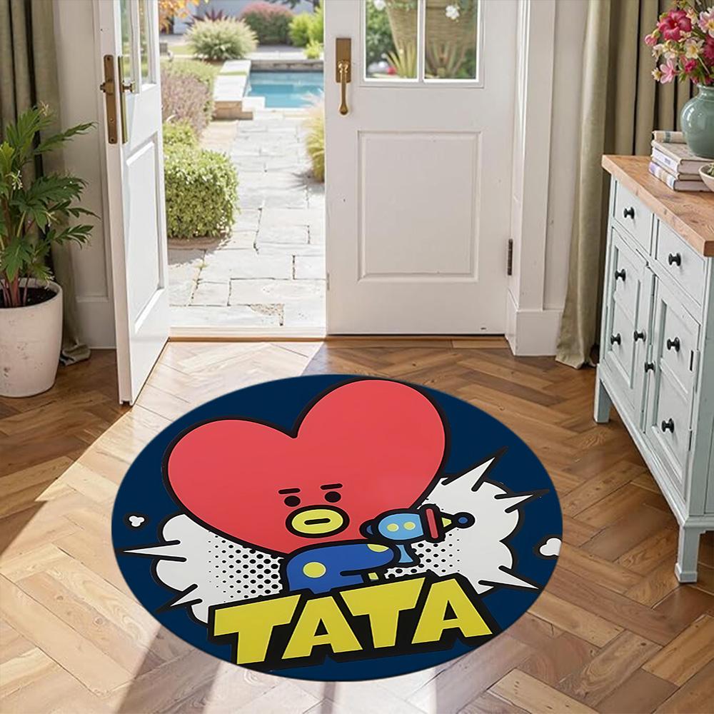Bt21 Round Floor Rug Design for Hallway Balcony Living Rooms Dining Room Antislip Round Carpet Office home decor Wedding Party Gift