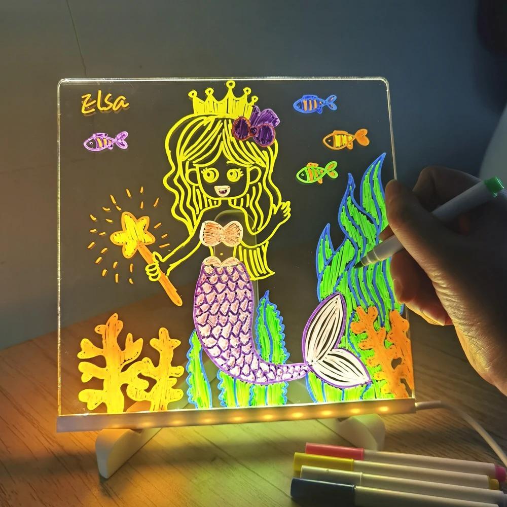Personalized LED Night Light - Erasable Acrylic USB Message Board Kids Drawing Board Birthday Gift