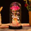 Love glass cover gold leaf flower ornament, Christmas and Valentine's Day creative gift, luminous simulated rose bouquet