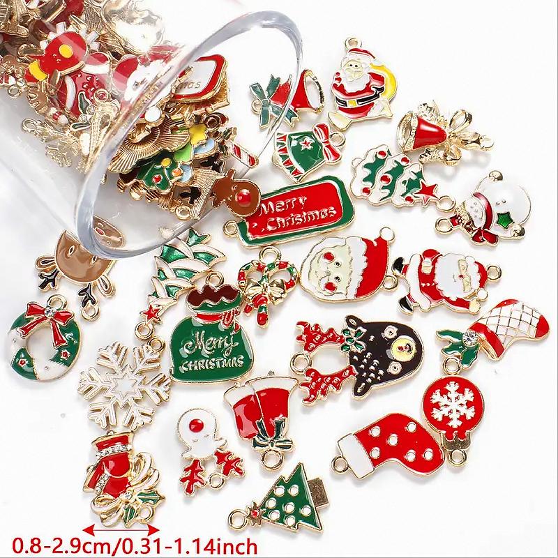 20PCS Accessories Bracelet Ornament Keychain Pendant Gift DIY Multi-element Christmas Creativity Alloy