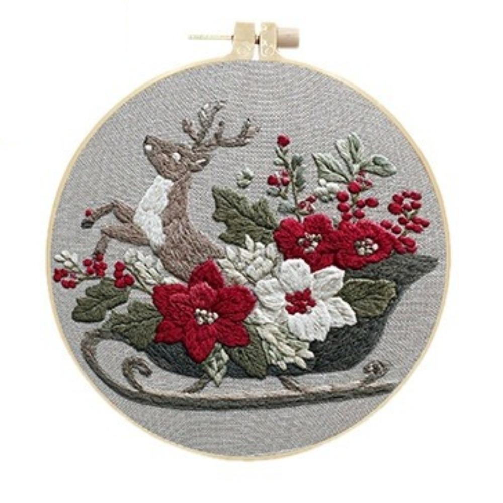 

1 набор Материал для вышивания «Снежная тропинка и снеговик», сделай сам, подходит для начинающих, включает инструменты и руководство по стежкам. Набор материалов для вышивания 20cm