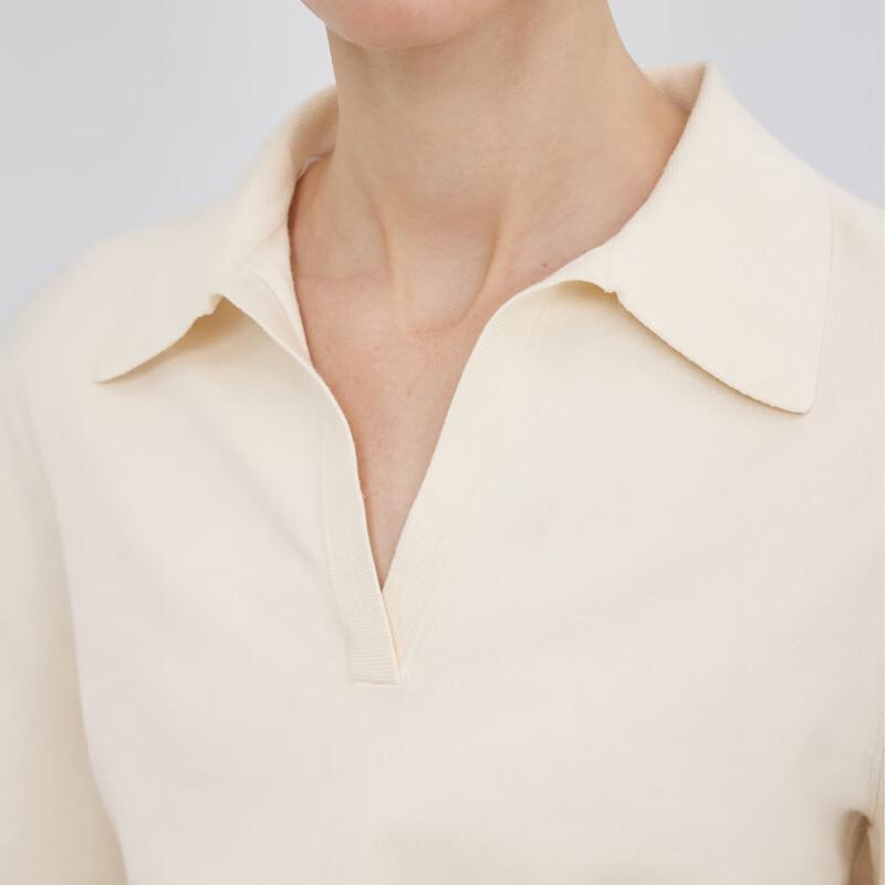 LESS Women's Straight Turn-down Collar Pullover Sweater