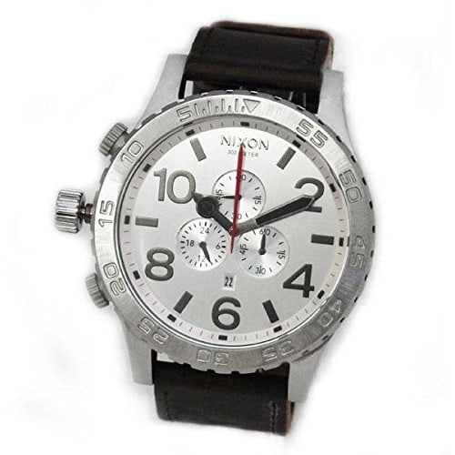 Nixon Men's 51-30 Chronograph Watch, Silver/Brown, Leather Strap, A1241113, Model A124-1113