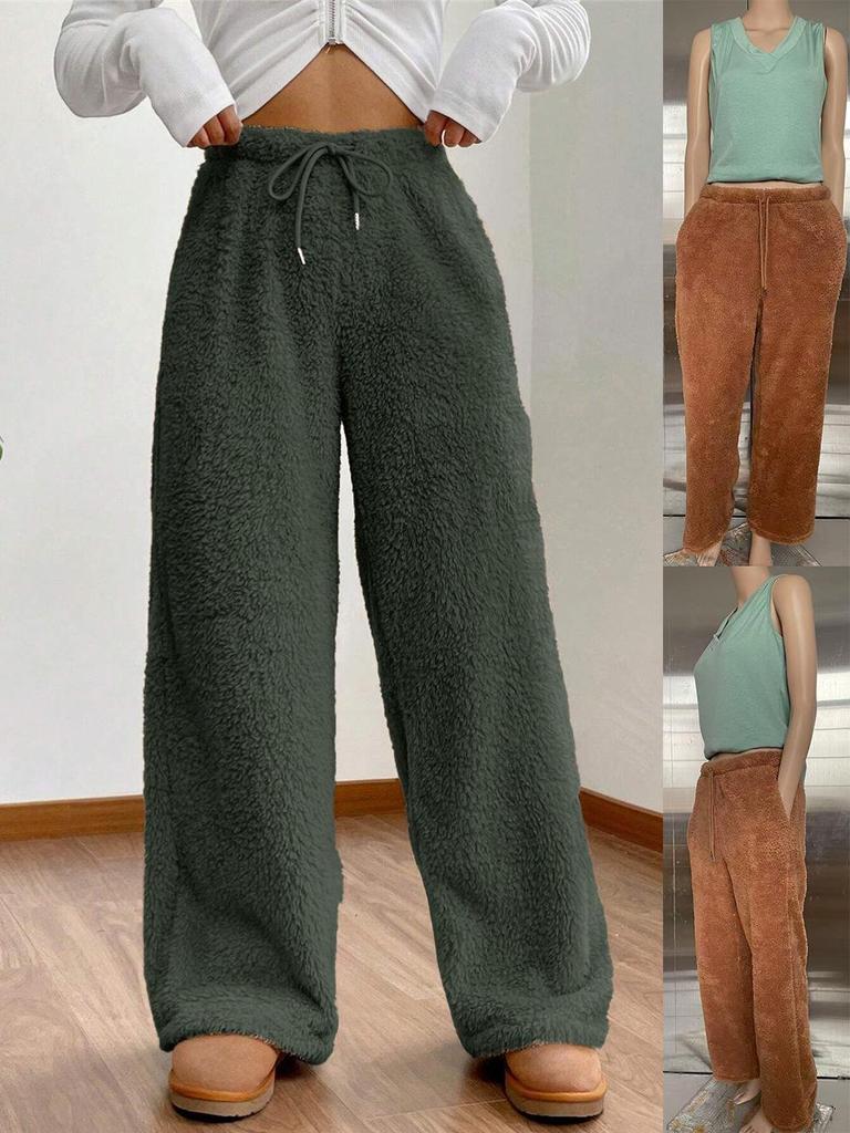 Felpa Morbida Monocolore da Donna e Pantaloni Caldi Casual - Nuova Moda Autunno/Inverno