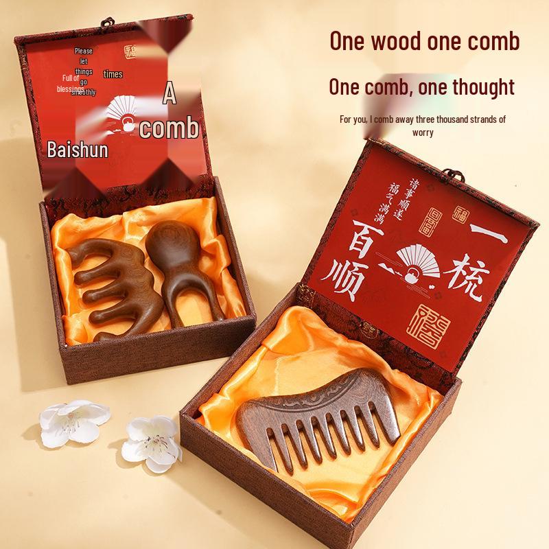Chinese Sandalwood Comb Gift Set: Elegant Teacher's Birthday Souvenir for Girls