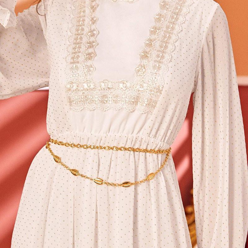 Bohemian Waist Chain For Women With Shell And Leaf Motifs And Metal Finish