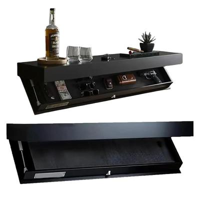 Wooden Magic Flap Shelf with Secret Compartment Concealed Floating Shelf Storage Rack for Book Wine Plants Disc