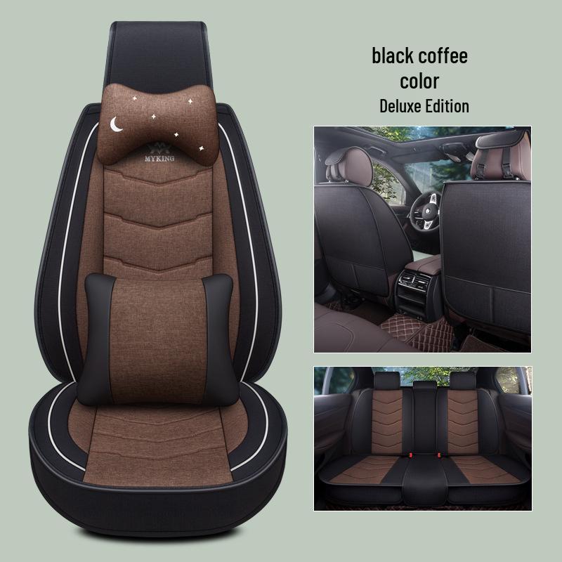 Full Coverage Linen Cartoon Panda Car Seat Cushion - Universal Fit, 2020