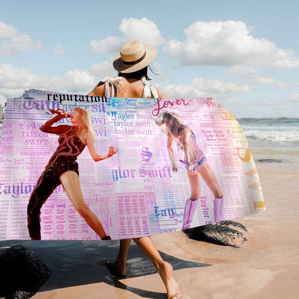 T-Taylor-Swift Lyrischer-Pop-Storytelling Badetuch Mikrofaser Weich Wasserabsorbierend Atmungsaktiv Für Mädchen Kinder Cartoon Strandtuch