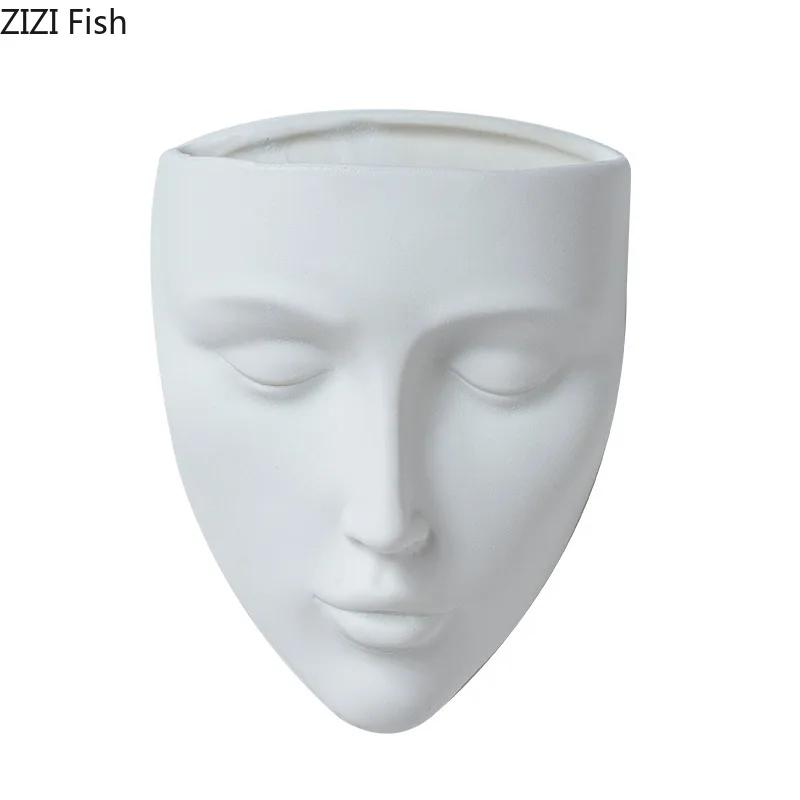 Silent Human Face Ceramic Vase Creative Wall-mounted Vase Table Decoration Plant Pots Flower Arrangement Room Aesthetic Decor