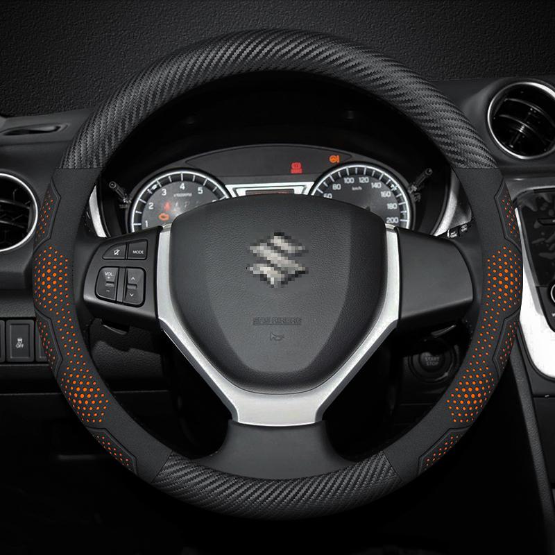 Suzuki Alto Ciaz Baleno Celerio Lgnis Jimny SX4 Swift Grand Vitara Carbon fiber Suede Car Steering Wheel Cover Auto Accessories