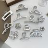 Silver Cold Wind Hair Clip Women High-end Hair Texture Shark Clip Simple Love Hair Accessories