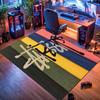 Black Base City Names No.4 Logo Area Rug Non Slip Mat, White Print Global City Street Art Carpet for Living Room Decor