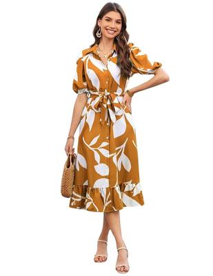 Rayon Fit and Flare Below The Knee One Piece Maxi Bodycon Dresses Midi Dress for Women