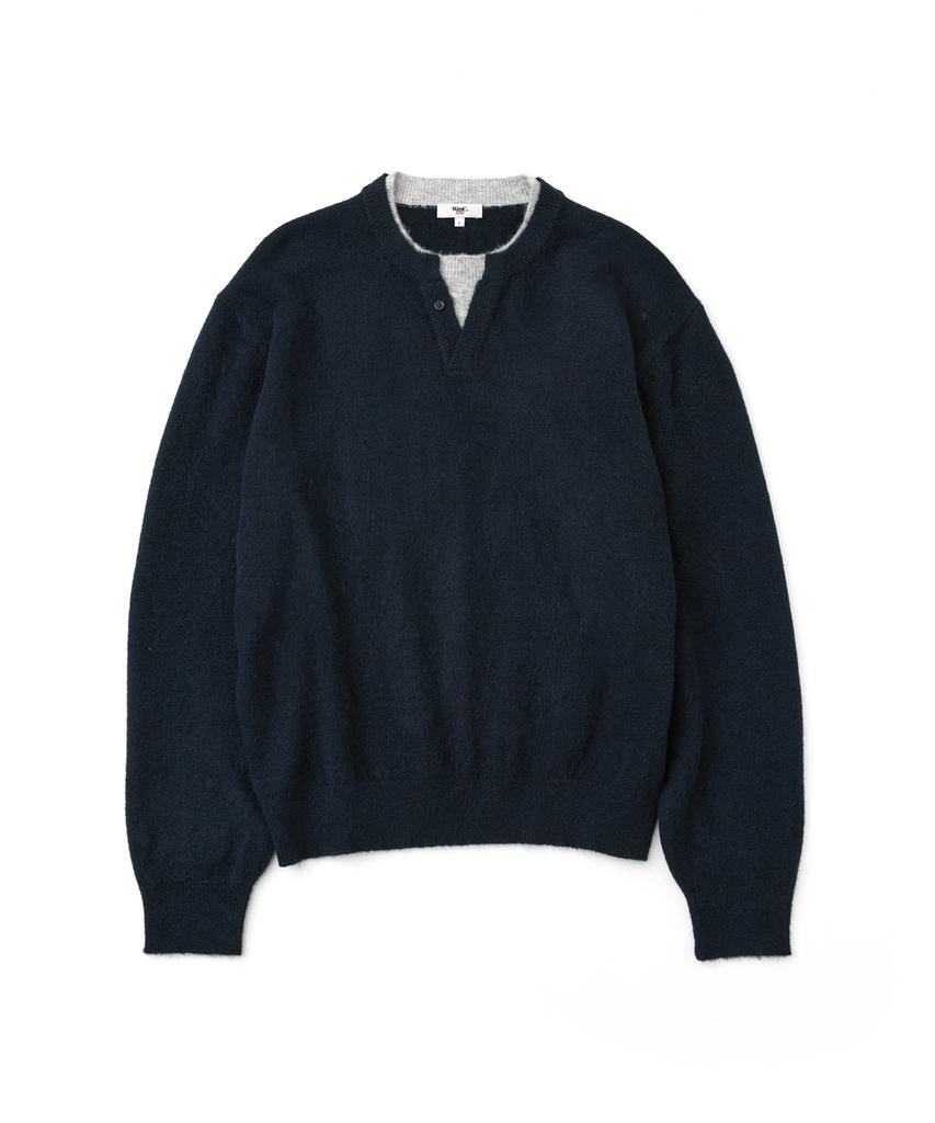 WMC Layered Henley Neck Knit_Navy
