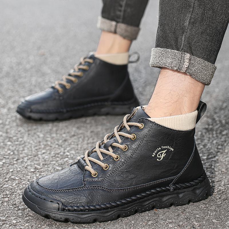 Ručně šité Kožené Pánské Boty Pohodlné Ležérní Kožené Boty Pánské Kotníkové Boty Mokasíny Pánské Pracovní Boty