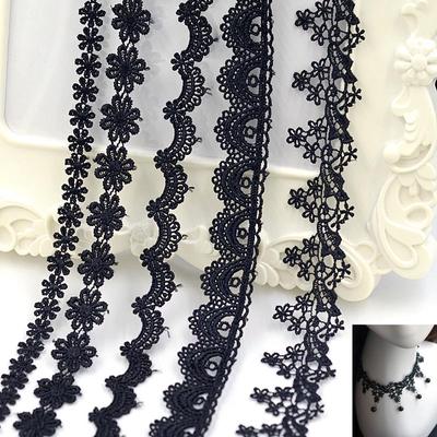 Bordo Nero in Pizzo Fatto a Mano per Gioielli e Abbigliamento Fai da Te, Vestiti per Bambole, Decorazione per Scarpe, Fiori in Tessuto
