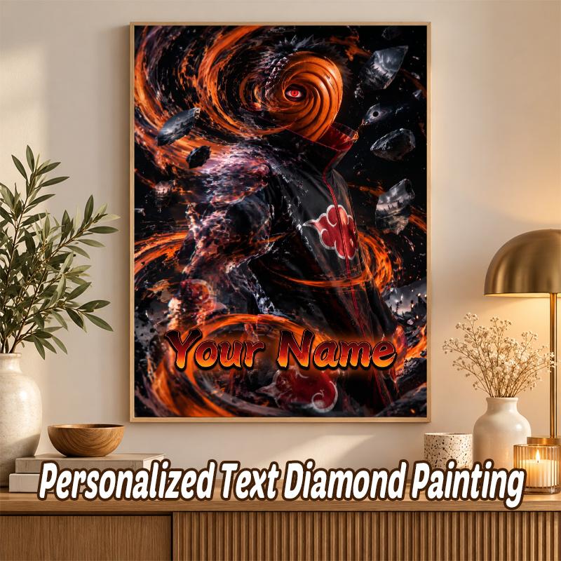 Obito Uchiha Custom Name Diamond Painting Personalized 5D Full Drill DIY Diamond Art Home Decor
