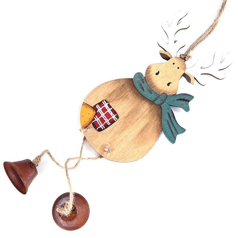 Ny Jul Trähänge Älg Hängande Dekoration Julgran Klockhänge Klockdekoration Pendel