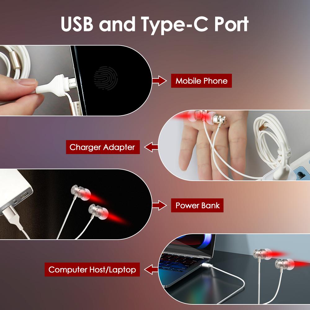 650nm Red Light Tinnitus Ear Laser Therapy Physiotherapy Treatment for Otitis Media Deafness LLLT Irradiation Earplug USB Type