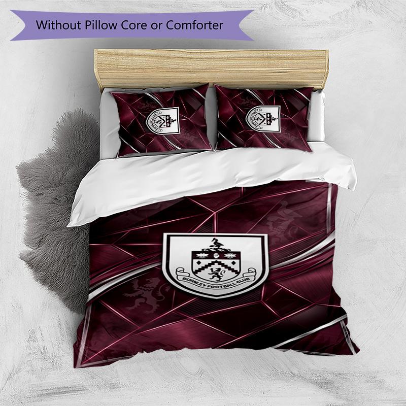 Set Lenzuola Stampato Burnley Football 3 Pezzi, Comodo Set Copripiumino per Camera da Letto Amico della Pelle