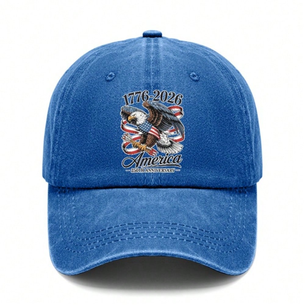 [Vintage American Flag Cap] 250 Years Of Freedom 1776-2026 Print Unisex Polyester Adjustable Breathable Sun Protection Baseball Hat For Patriotic
