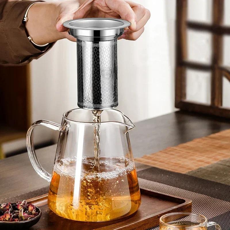 450ml-950ml Żaroodporny Szklany Czajnik do Herbaty ze Stalowym Sitkiem Zaparzaczem Czajnik do Kwiatów Zestaw do Herbaty Kung Fu Garnek Puer Oolong