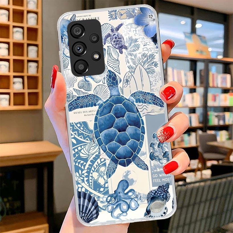 Ocean Starfish Sea Turtle Shark Phone Case For Samsung Galaxy A12 A22 A32 A52 A72 A02S Phone Case Note 20 Ultra 10 S10 Plus A51 Samsung Note 10 Plus