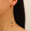 Colorful Geometric Heart-shaped Tassel Earrings with Rhinestones for Women