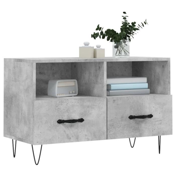 VidaXL Meuble TV Gris béton 80x36x50 cm Bois d'ingénierie 828968