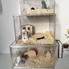 Anti-Bite Transparent Acrylic Hamster Cage with Running Wheel - Desktop Breeding Box for Golden Hamsters and Reptiles