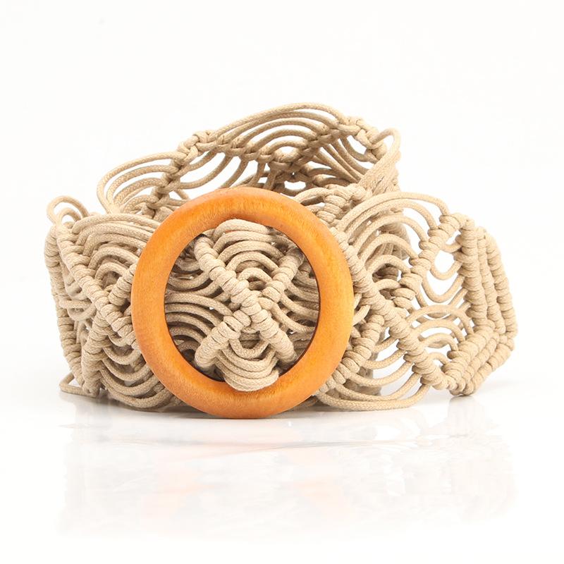 New Bohemian wax rope hollow woven belt handwoven decorative clothes dress women's belt