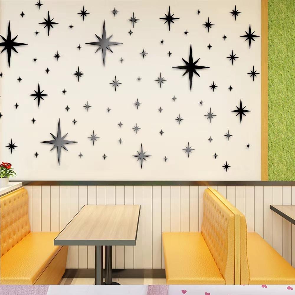 42pcs Acrylic Star Mirror Wall Sticker Removable Waterproof With-adhesive Children Room Kindergarten Home Decoration