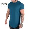 Men Shirt Top Round Neck Short Sleeve Solid Color Design Soft Breathable Regular Fit Casual Sports Fitness Shirt Daily Wear