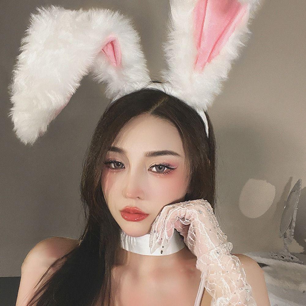 Cartoon Cute Rabbit Ear Lolita Headdress Plush Hair Hoop Headwear Girl Headband Hairband
