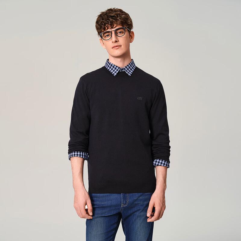 Goldlion GY Men's Merino Wool Blend Round Neck Knit Sweater