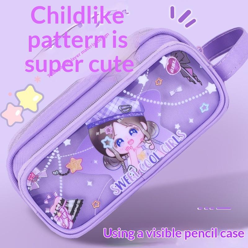 Sevimli Kawaii Kalemlik Büyük Kapasiteli Çok Bölmeli Öğrenciler İçin Okul Kırtasiye Saklama