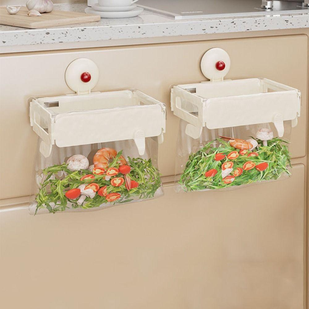Hanging Suction Cup Trash Bag Holder Foldable Rubbish Storage Holder  Cabinet