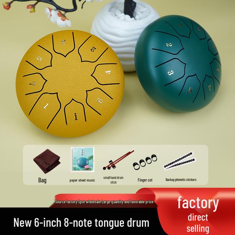 6-Inch 8-Note Steel Tongue Drum - Hand-Played Colorful Instrument for Adults & Children