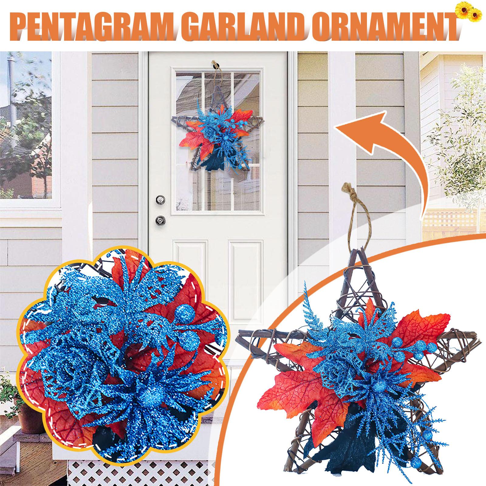 

Хэллоуин пятизвездочный настенный искусственный цветок украшения венок украшения синий