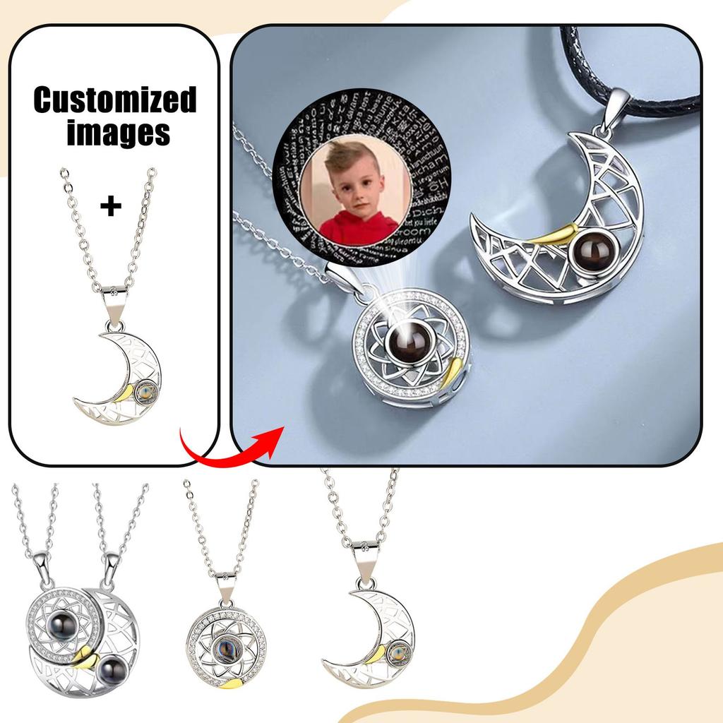 Custom Projection Couple Necklace A Pair Of Men And Women Sun, Moon And Stars Clavicle Chain Diagram Customization