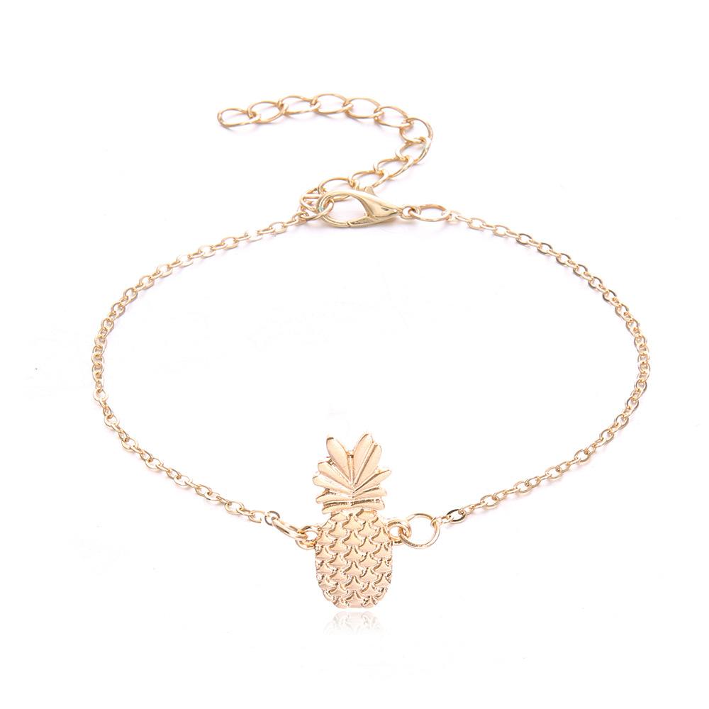 Popolare Fonte Carino Vuoto Tridimensionale Ananas Cavigliera Lega Frutta Cavigliera, Braccialetto per Piede
