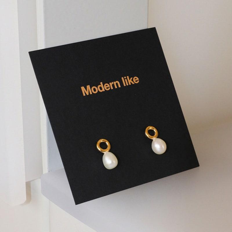 

modernlike 14k gold-filled silver one-ring freshwater pearl earrings Yellow Gold
