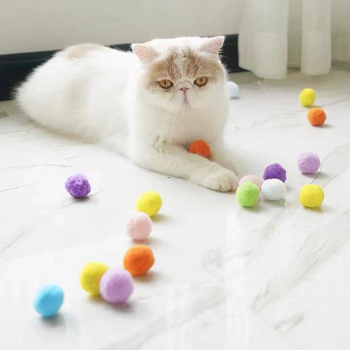 Cat Teasing Silent Plush Ball: Kitten Self-Entertainment, Colorful Scratch & Bite-Resistant Wool DIY Toy