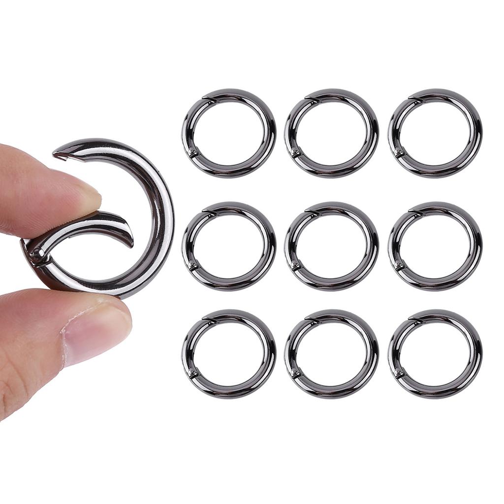 10PCS Metal Spring O Rings Zinc Alloy 28mm Round Carabiner Clips Keyrings Snap Hook Buckle for DIY Purse Shoulder Bag