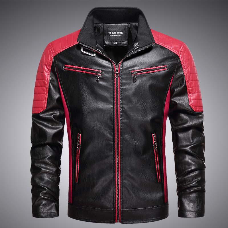 

2024 Men s PU Leather Motorcycle Jacket, Fleece-Lined & Thickened, Plus Size, Autumn/Winter Collection L
